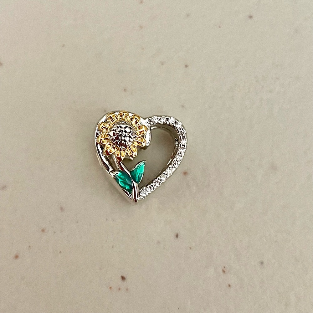 Sunflower Heart Bracelet Charm